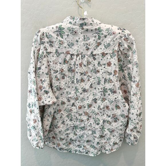 SOLITAIRE | White Floral Eyelet Embroidered Puff Sleeve Peasant Blouse | Small - Picture 4 of 7